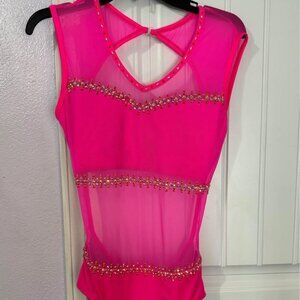 Hot Pink Dance Costume - Leotard beautifully stoned